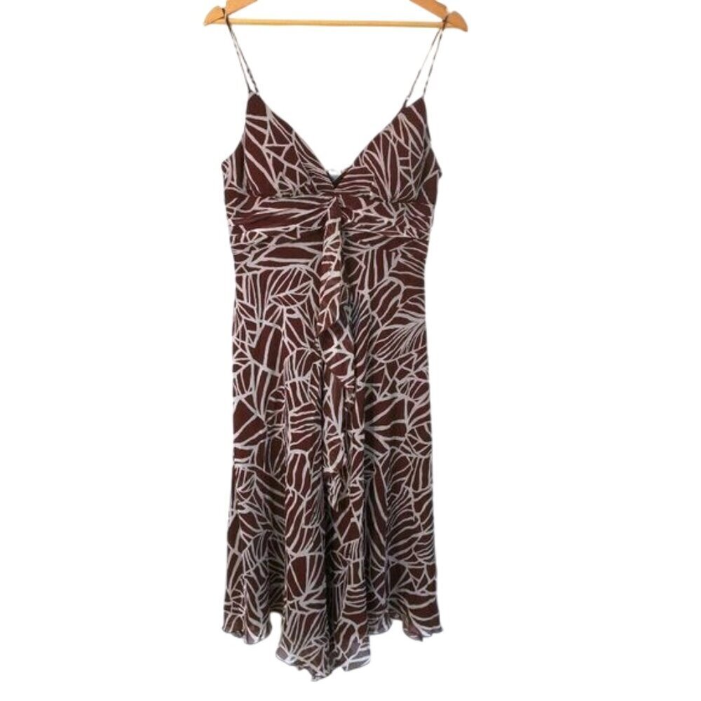 NWT BCBG Paris‎ Spaghetti Strap Silk Dress Maron/Cream Size 12